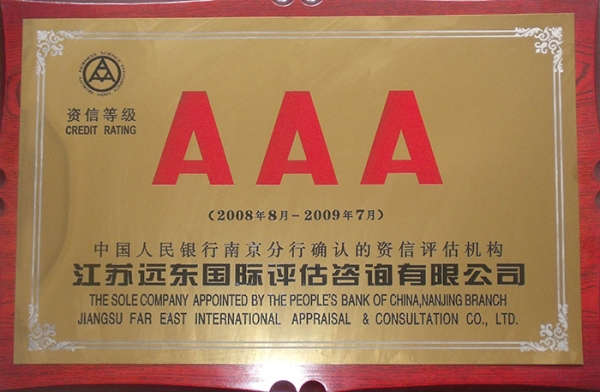 2008-2009 AAA資信等級(jí)